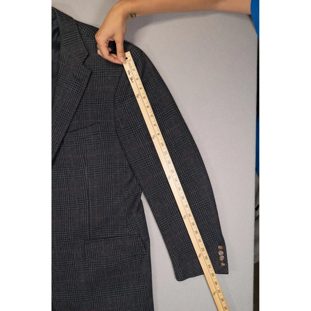 Polo Ralph Lauren Blue Label Wool Cashmere Blazer 44L‎ Glen Plaid Made in Italy